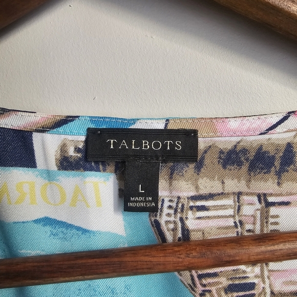 Talbots Sleeveless Vacation Blouse Ocean Europe Cruise Resort Coastal Grandma - Picture 3 of 8